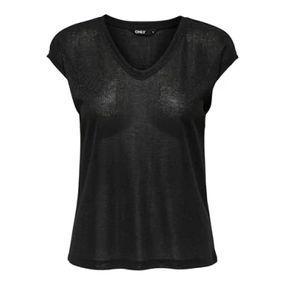 Imagen de Only Onlsilvery S/S V Neck Lurex Top Jrs Noos Camiseta, Black, S Mujer