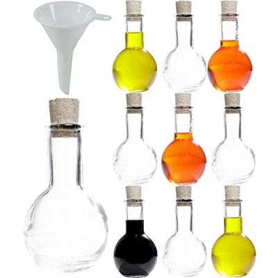 Imagen de Viva Haushaltswaren Tulipano Botellas de Cristal (10 Unidades, 100 ml, tapón Corcho, Incluye Embudo 5 cm diámetro)