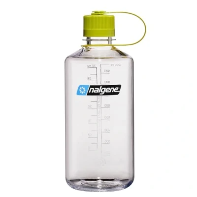 Imagen de Nalgene Sustain Tritan Botella de agua sin BPA hecha con material derivado del 50% residuos plástico, 32 onzas, boca estrecha, transparente