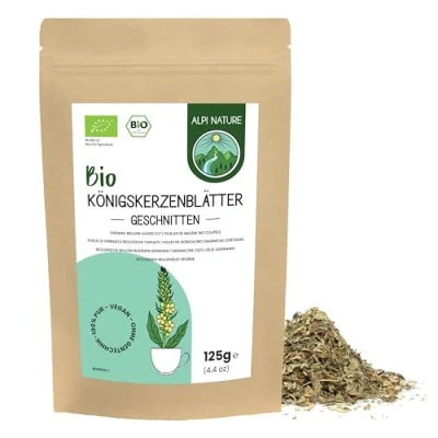 Imagen de Té de Gordolobo Orgánico 125g Alpi Nature, Hojas Secas Cortadas, Sueltas, para la Preparación y Infusion
