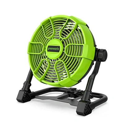 Imagen de Greenworks G24FAN Ventilador Híbrido de Batería y Gancho Colgante, Diámetro 25,4 cm, 2600 rpm, Ajustes Velocidad 5, Cabezal Giratorio 360 , Compatible con AC, SIN 24V Cargador