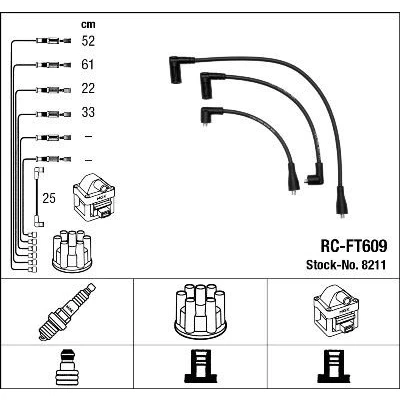 Imagen de NGK 8211 Juego de Cables Encendido 5 FIAT: Tipo Hatchback, Tempra Berlina