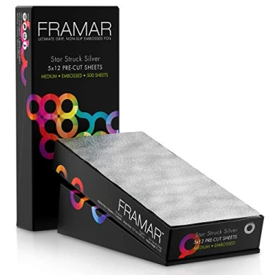 Imagen de FRAMAR de 5 x 12 pulgadas, hojas papel aluminio, aluminio para resaltar, kit tinte el cabello con reflejos 500