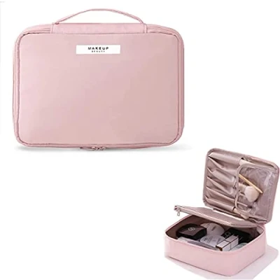 Imagen de Neceser Maquillaje,Portátil, Organizador Grande para Mujeres y niñas,Bolsa de cosméticos,Bolsa Aseo Impermeable Gran Capacidad,para Hogar Vacaciones Viaje(Rosa)