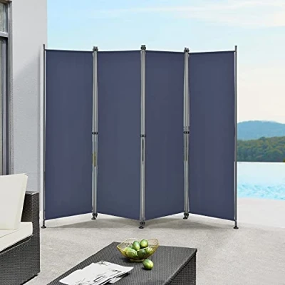 Imagen de Pared divisoria/Biombo 215 x 170 cm Azul Oscuro Biombo Exterior Mampara Toldo Protector Separador de Espacios