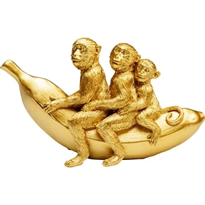 Imagen de Kare Design Deko Figure Banana Ride Gold, Accesorio, Objeto Decorativo, diseño de Mono, decoración para estanterías, salón, Dormitorio, 12 x 20 7 cm