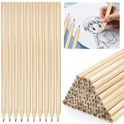 Imagen de HAOMEEDUO 60 Pcs Lapices HB Dibujo de Madera Natural 17,7 cm x 0,7 Lápices con Mina Grafito Resistente para Niños Oficina Estudiente Material Escolar, Cuerpo Hexagonal