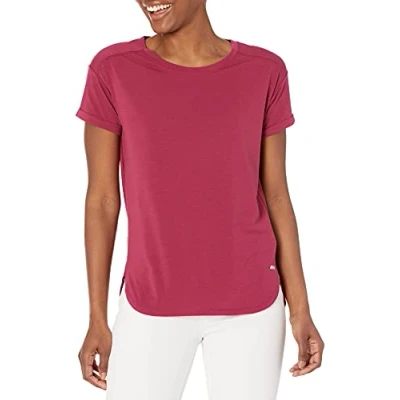 Imagen de Amazon Essentials Camiseta Studio Ligera, Holgada y con Cuello Redondo (Disponible en Tallas Grandes) Mujer, Rojo Rubí, M