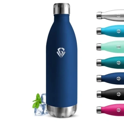 Imagen de Grsta Botella Agua Acero Inoxidable 1 litro, Termica, A Prueba de Fugas, Gimnasio, Doble Aislamiento, sin Bpa, Mantiene 24H Frio/12H Calor, para Senderismo, Yoga, Cámping