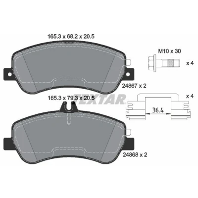 Imagen de TEXTAR epad 2486781 Juego de pastillas freno preparado para indicador desgaste con tornillos pinza accesorios MERCEDES BENZ: GLK
