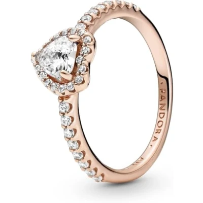 Imagen de PANDORA Signature Hearts of Anillo con diseño de corazón chapado en oro 14 quilates circonitas cúbicas transparentes, talla 50