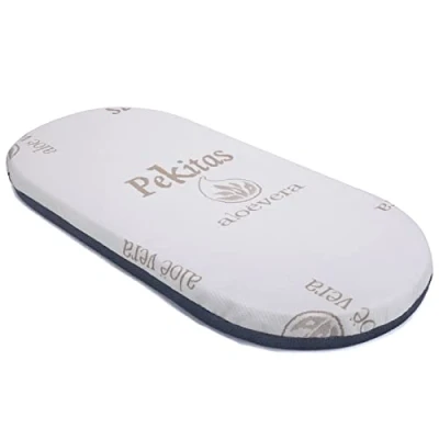 Imagen de PEKITAS Colchón Ovalado Universal 72x33 Cm Capazo Carrito Moises Altura 5 Doble Cara Transpirable Funda Lavable