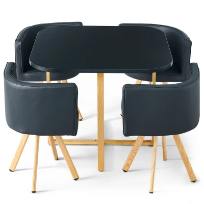 Imagen de Conjunto nordico de mesa y 4 sillas Oslo negro con PU Menzzo