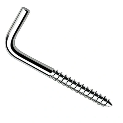 Imagen de Keple 80mm Tornillos de Gancho en L Ángulo Recto (10 piezas) Tornillo Madera Esquina 90 Grados Chapado Zinc, Tocador, Ganchos Cuadrados Para Secadora Ropa, Colgador Pared 5x80 mm