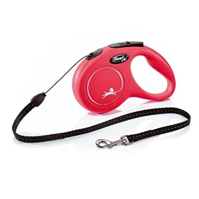 Imagen de flexi New Classic Cord Retractable Dog Leash NewClassicSCord5mred, Nailon, Getaway Solids, Small (Pack of 1)