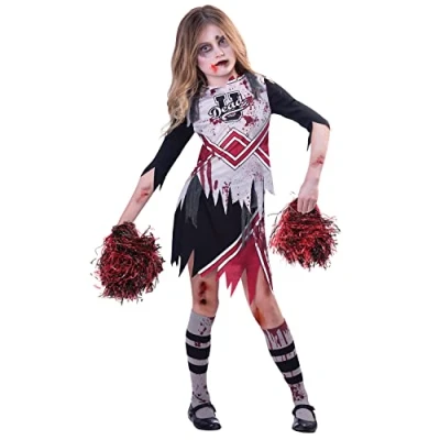 Imagen de amscan 9902691 disfraz de animadora zombi para niños, Halloween escuela secundaria (7 8 años)