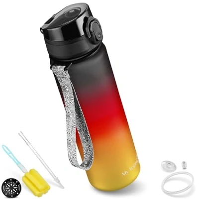 Imagen de My Vesperbox Minny botella infantil a prueba de fugas, pajita, 500 ml, 750 agua ligera Tritan, sin BPA, para jardín