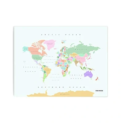 Imagen de Miss Wood Watercolor Retro L Mapa de Corcho, Madera, Multicolor, (45 x 60 cm)