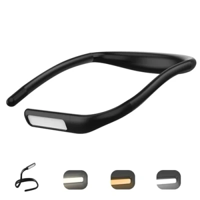 Imagen de KEWUZY Luz Lectura Libros Cama, Cuello Lampara Libro LED Recargable USB, Portatil Lamparas Nocturna Flexible, 3 Colores Ajuste de brillo sin niveles, para Tejer, Coser, Acampar, Reparar