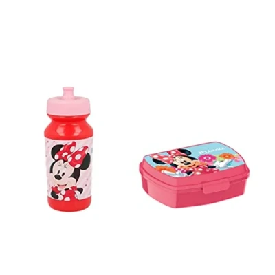Imagen de ALMACENESADAN 2664; Set vuelta al cole Minnie ; compuesto por sandwichera rectangular (Dimensiones interiores 16,5x11,5x5,5 cm) y botella sport 400 ml; producto de plástico; No BPA