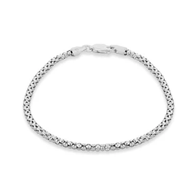 Imagen de Tuscany Silver Pulsera para Mujer en Plata de Ley Chapada Rodio, Cadena Estilo Palomitas Maíz (250) 19cm/7,5&quot;