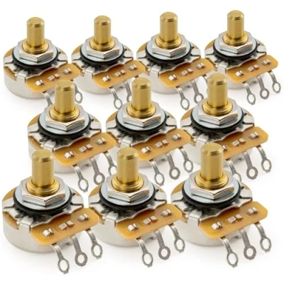 Imagen de CTS 450G A250K Potenciómetros Latón Corto Solid Shaft 1/4 Pulgada 10% Audio Taper Poti para Guitarra Eléctrica Bajo(Set de 10)