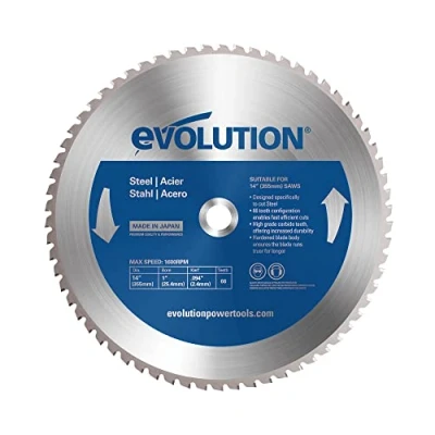 Imagen de Evolution hoja de sierra 355 mm M355TCT 66CS para cortar acero dulce: la metal con punta carburo no genera calor, rebabas ni chispas