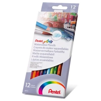Imagen de Pentel Estuche con 12 lápices de madera acuarelables.