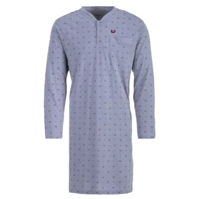 Imagen de Henry Terre Camisón de manga larga para hombre, estampado rombos, bolsillo en el pecho, botones M 3XL, azul marino, XL