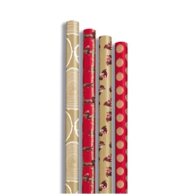 Imagen de Clairefontaine 223831AMZC Una caja de 20 rollos papel regalo kraft marrón 100% reciclado 5 mx0m35 (especial pequeño) 70 g, diseño surtido. Generosidad