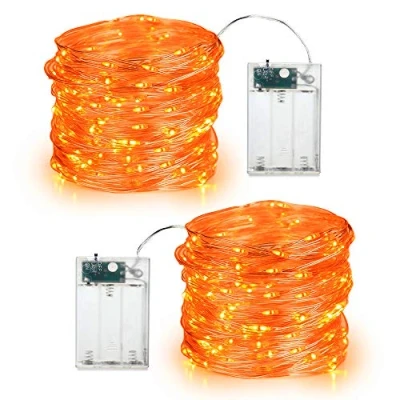 Imagen de Guirnaldas Luminosas de Otoño, BrizLabs 2 Pack 6M 60 LED Luces Acción Gracias Habitacion Cadena Micro Interior con Pilas Alambre Plata para Decoración Halloween Navidad Fiesta