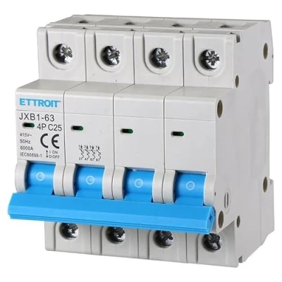 Imagen de IXTRIMA Interruptor magnetotérmico automático 4P 25A 380V 6kA MCB C25 ocupa 4 módulos DIN