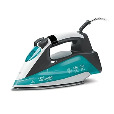 Imagen de Polti Vaporella Quick&amp;Slide QS220, Plancha de Vapor, Selector Giratorio Temperatura, Pantalla Digital, Potencia 2400 W, Depósito 350 ml, Golpe Vapor 250 g, Blanco, Azul Claro y Gris