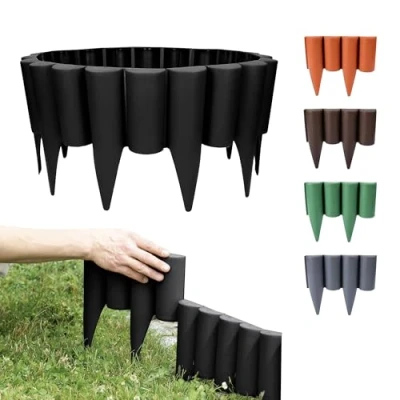 Imagen de GARDENIX 2.5 m madera Cercado para Bancal Césped Jardín Palisade Valla negro