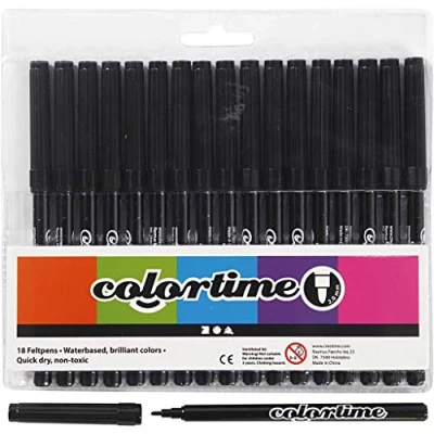 Imagen de Colortime rotulador, 2 mm línea, negro, 18ud