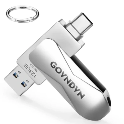 Imagen de GOVNDVN 128 GB Pendrive para iPhone 15, Memoria USB con C y 3.0, Externa Guardar Más Fotos Vídeos, Pen Drive 15 Series/iPad/Android/PC/Mac (128GB)