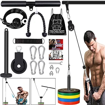 Imagen de Taeku Lift Pulley System, Multifunzione Poleas para Gimnasio Carrucola Palestra Accessori per Curl Bicipiti Estensioni Tricipiti Fitness (2,5m Cable)