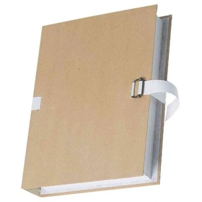 Imagen de EXACOMPTA Lot de 10 Chemises à dos extensible, papier kraft. gris beige fermeture par sangle 20225