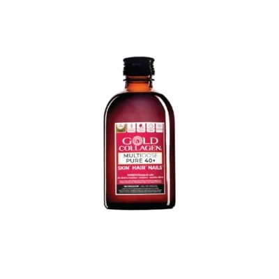 Imagen de GOLD COLLAGEN Multidose 40+ Complemento Líquido Colágeno Marino Hidrolizado, Vitamina C D y Ácido Hialurónico, Biotina para el Cabello Piel Uñas, Soporte Antioxidante Sistema Inmunitario 300ml