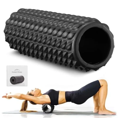 Imagen de Everest Fitness Rodillo para Masaje Muscular Rulo Masajeador Lumbar de Espuma 30 cm con Puntas Automasaje o Pilates Estiramiento Piernas Espalda y Cuello