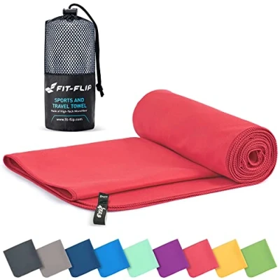 Imagen de Fit Flip Toalla Microfibra Gimnasio compacta, Ultraligera y de Secado rápido Playa Grande Natacion Toallas microfibras para Gym, Viaje Piscina (1x 40x80cm Coralino)