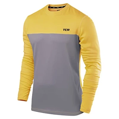 Imagen de TCA Hombre Element Camiseta Termica con Cuello Redondo Gris/Amarillo, S