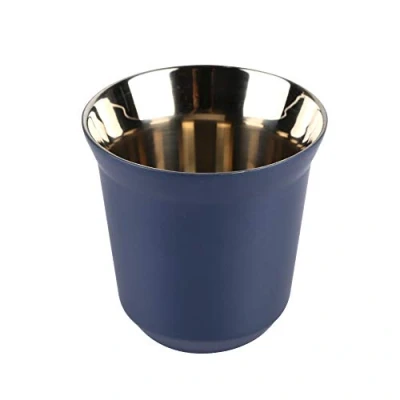 Imagen de Dianoo Taza De Café Tazas Espresso Acero Inoxidable pared Doble Con Aislamiento Térmico Cápsula Azul Oscuro