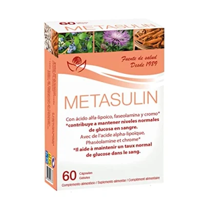 Imagen de Metasulin 60 Cápsulas Mantener Niveles Normales de Glucosa en Sangre Pastillas Control Azucar con Picolinato Cromo y Canela Capsulas