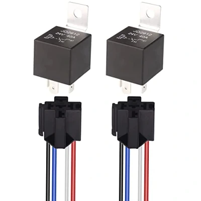 Imagen de Gebildet JD2912 24V 40A Relé de Coche con 12AWG Arnés Enchufes, 4Pin Terminal SPST Vehículo Auto Barco Carro Relay Relais Relés, Paquete 2
