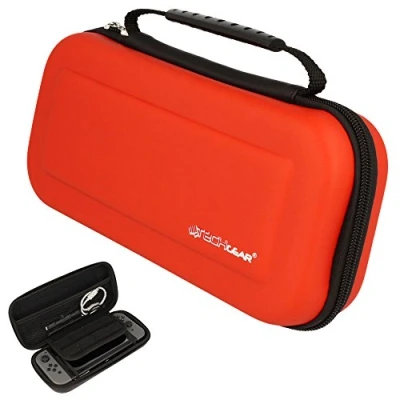 Imagen de TECHGEAR Carcasa Compatible Con Nintendo Switch Funda Dura protectora de Viaje y Llevar para + Joy reguladores Tarjetas juego Accesorios [Roja]
