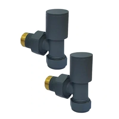 Imagen de Manissa Válvulas angulares para toallero y radiador de 15 mm, color antracita