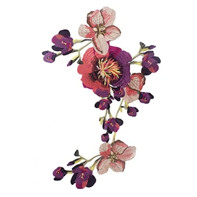Imagen de Aplique con forma de flor, tamaño grande, para coser, ideal decorar prendas ropa o hacer manualidades morado