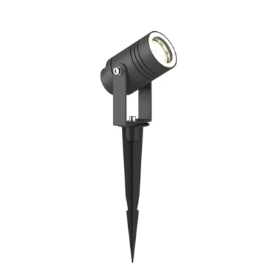 Imagen de Lucande foco exterior Galina, pincho de suelo, enchufe, gris, 11 cm