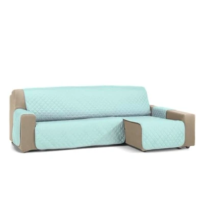 Imagen de S &amp; T Funda Sofa Chaise Longue 200 Aguamarina Long Reversible Brazo Derecho/Izquierdo Acolchada Cubre Sofá 100% Poliéster Fabricado en España